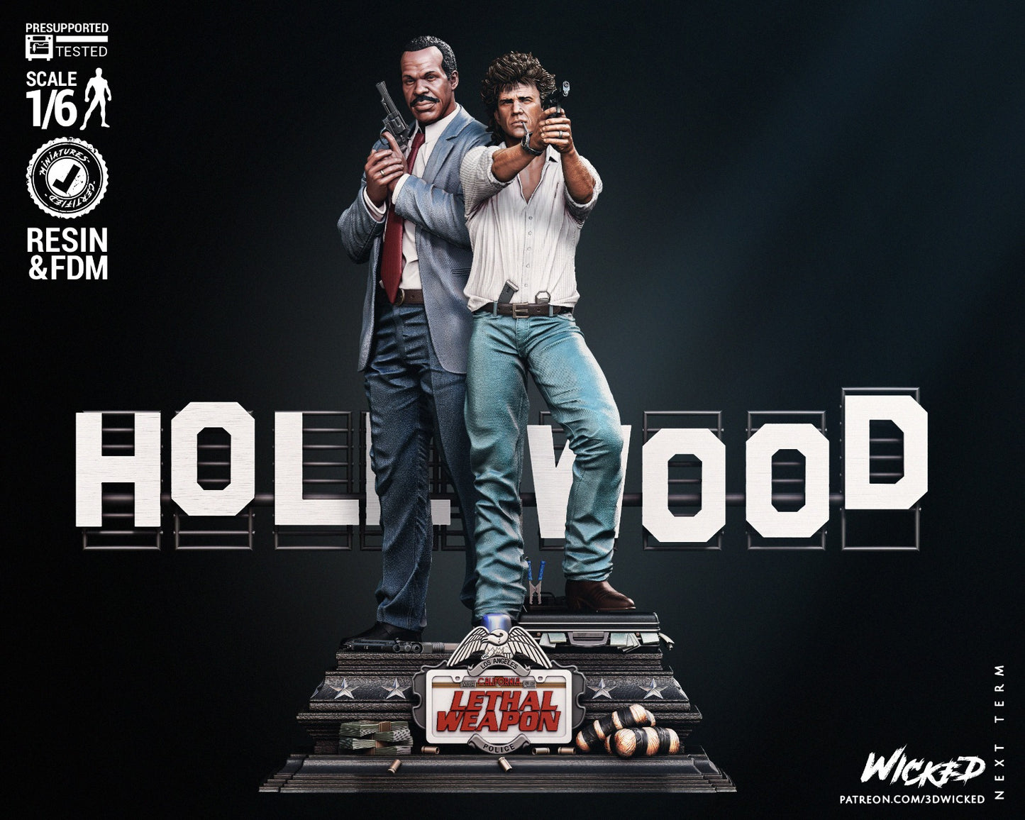 Diorama Martin Riggs y Roger de Arma Letal escala 1/6