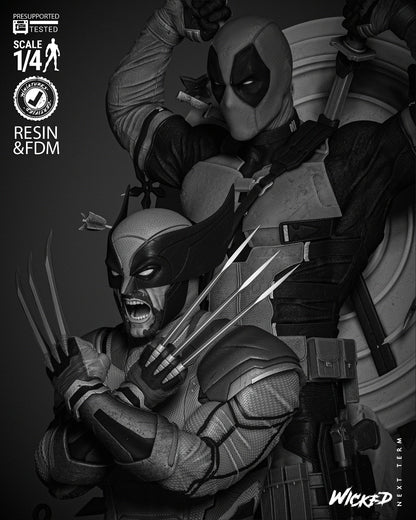 Estarua Diorama de Deadpool y Wolverine escala 1/4