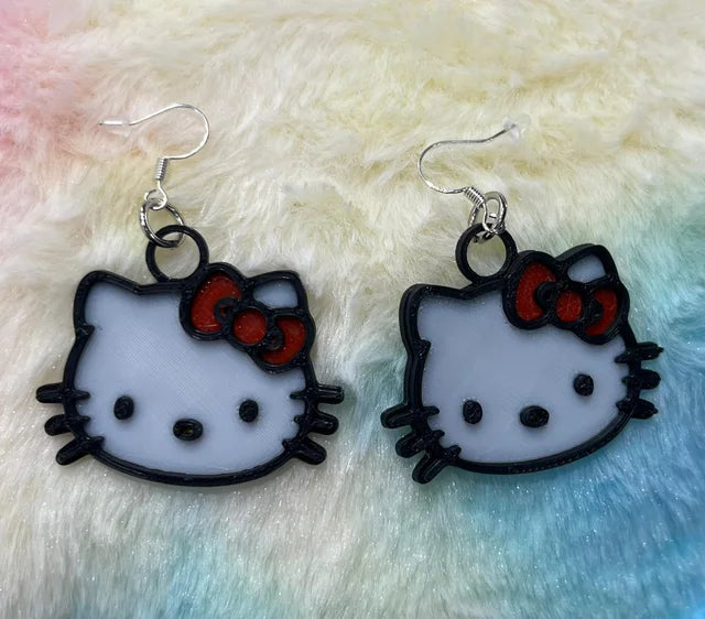 Réplica pendientes Hello Kitty en 3D