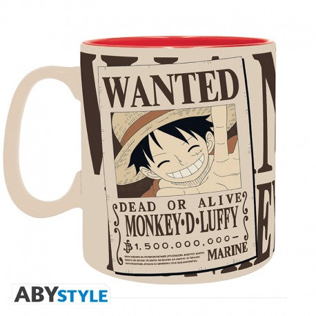 One Piece Taza - 460 ml - Luffy y Wanted - caja de cartón