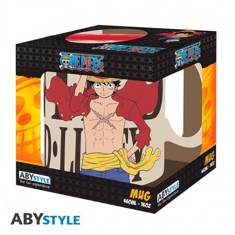 One Piece Taza - 460 ml - Luffy y Wanted - caja de cartón