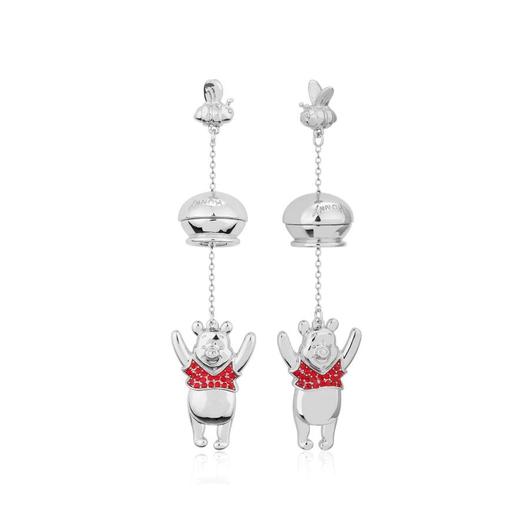 Pendientes Disney Winnie The Pooh Tarro miel baño de oro blanco