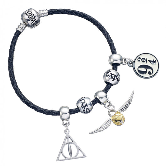 Pulsera cuero Harry Potter 5 abalorios